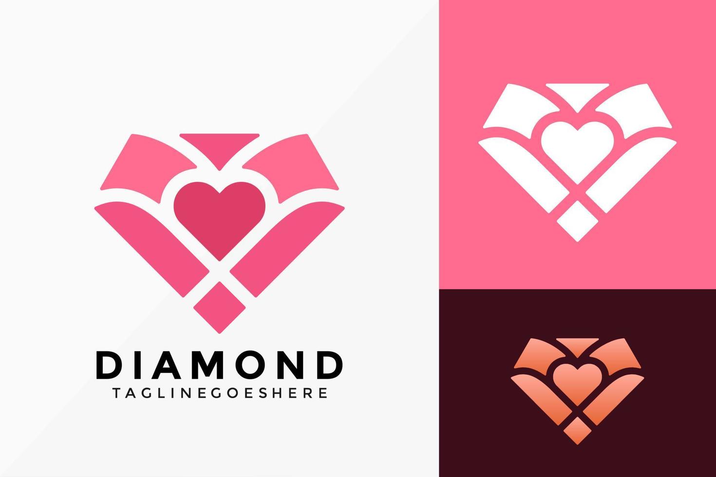 Diamond Love Jewellery Logo Vector Design. Abstract emblem, designs concept, logos, logotype element for template.