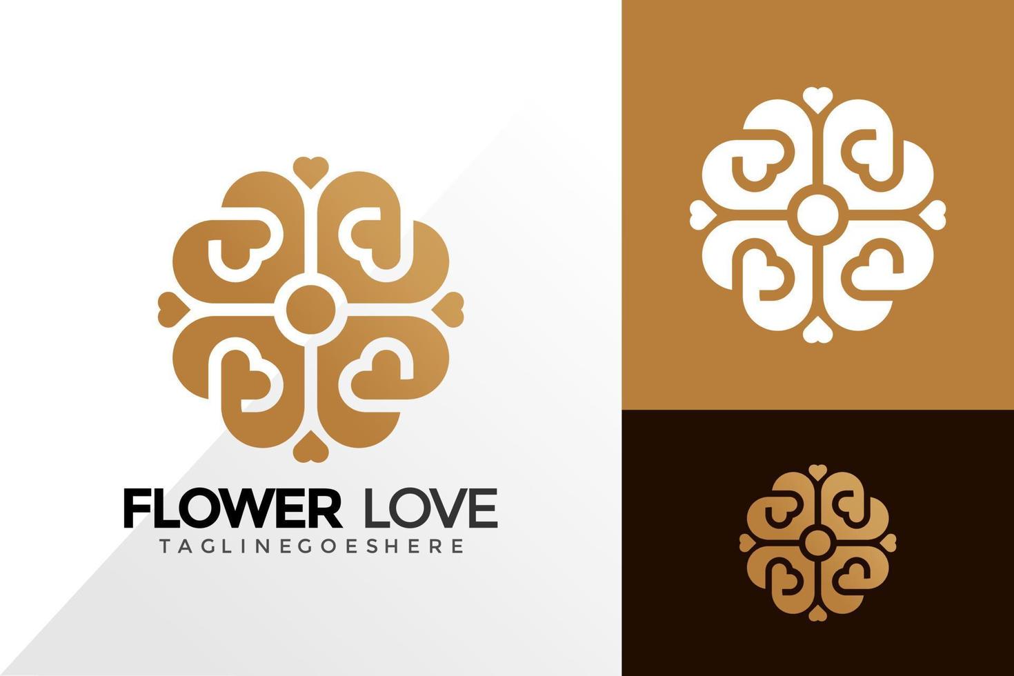 Diseño de logotipo de adorno de flor de amor, concepto de diseños de logotipos abstractos para plantilla vector