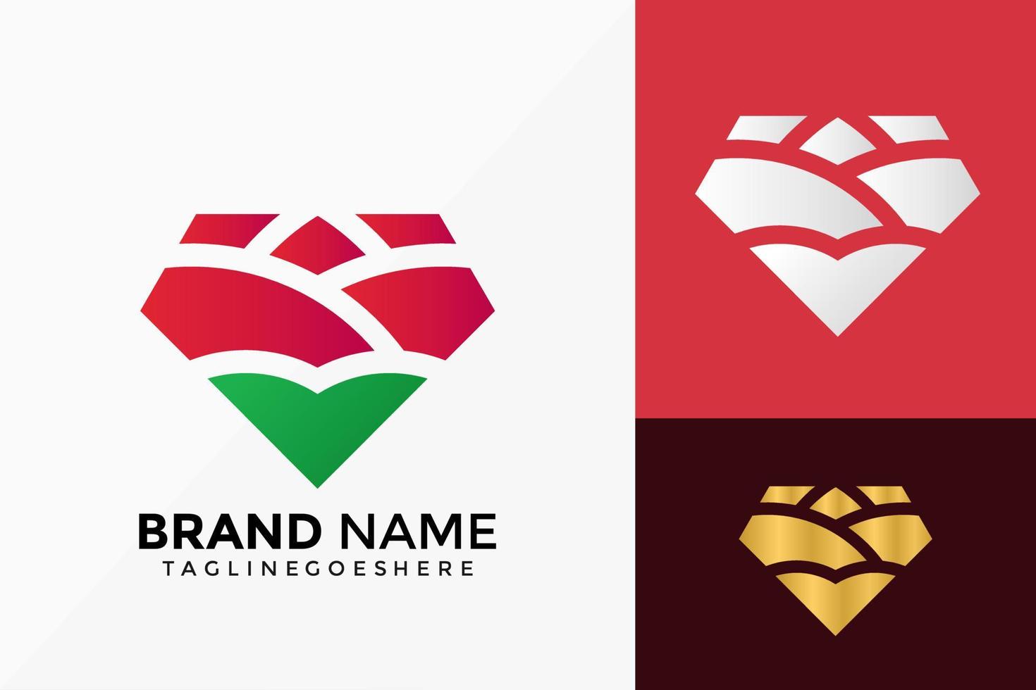 Abstract Diamond Rose Logo Vector Design. Brand Identity emblem, designs concept, logos, logotype element for template.