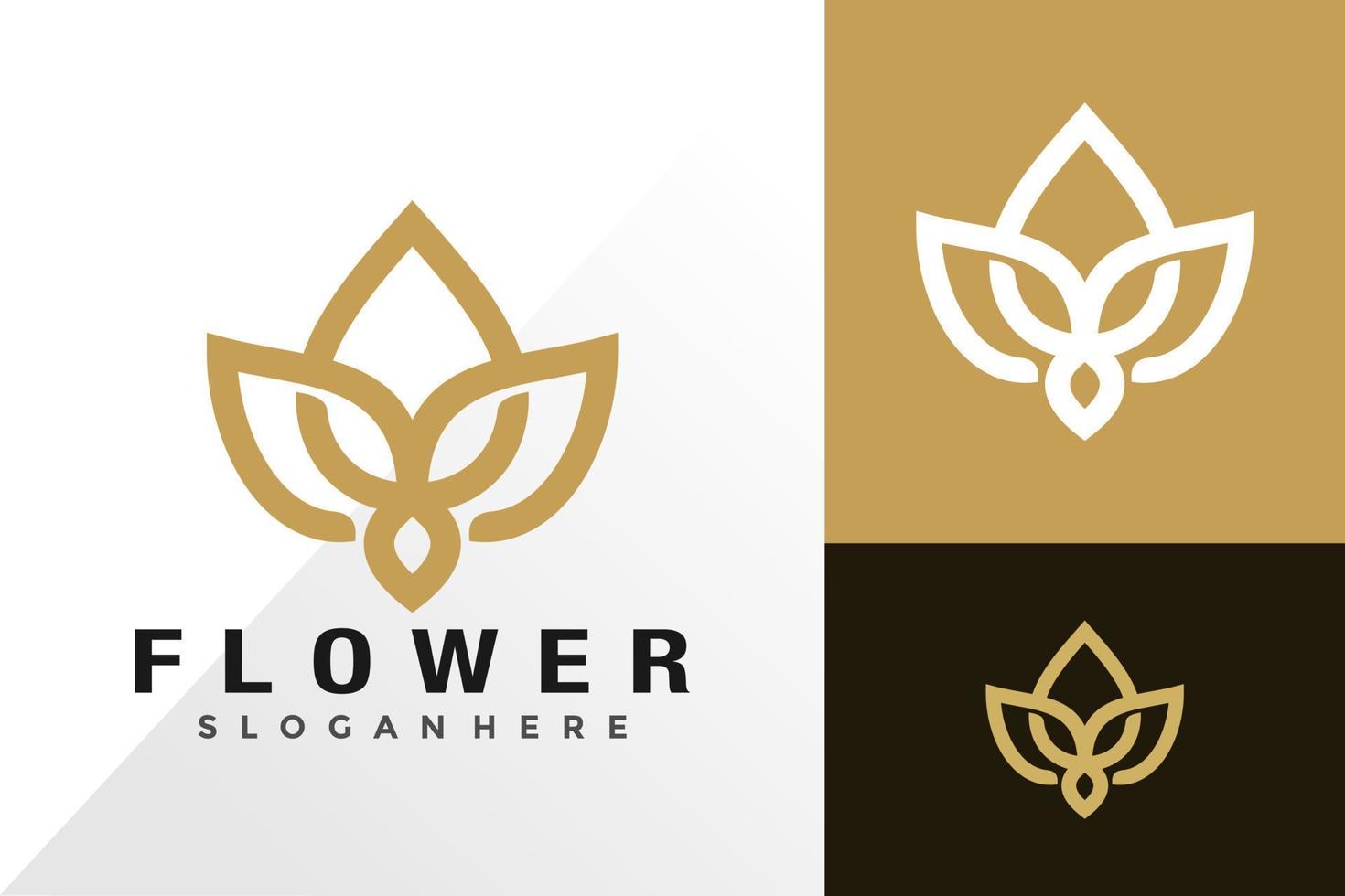 Flower line logo and icon design vector concept for template