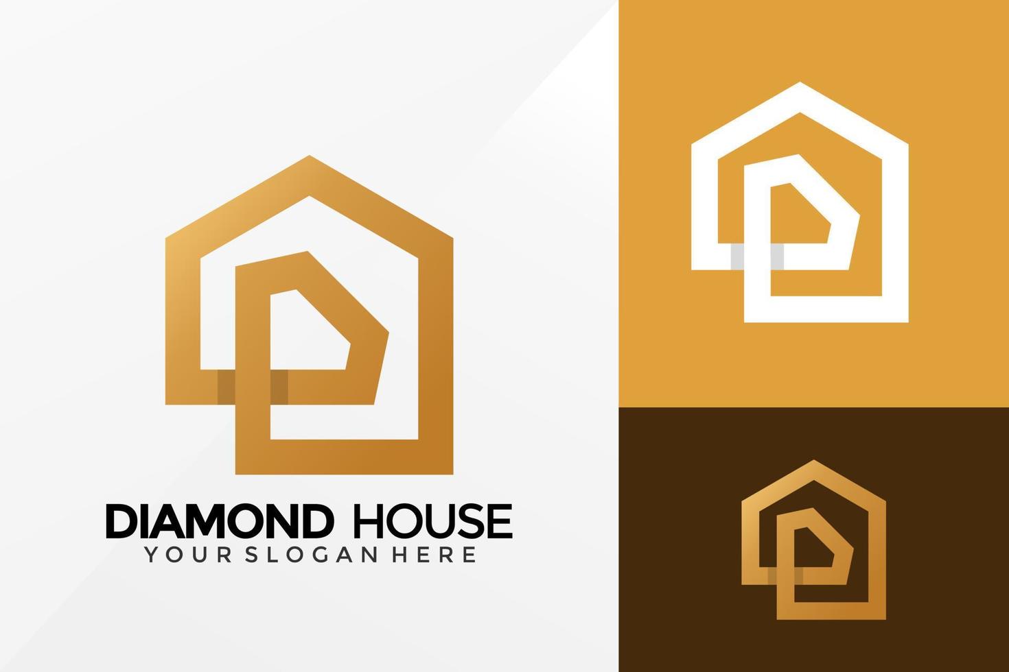 diseño de logotipo de la casa de diamantes, vector de logotipos de identidad de marca, logotipo moderno, plantilla de ilustración de vector de diseños de logotipo