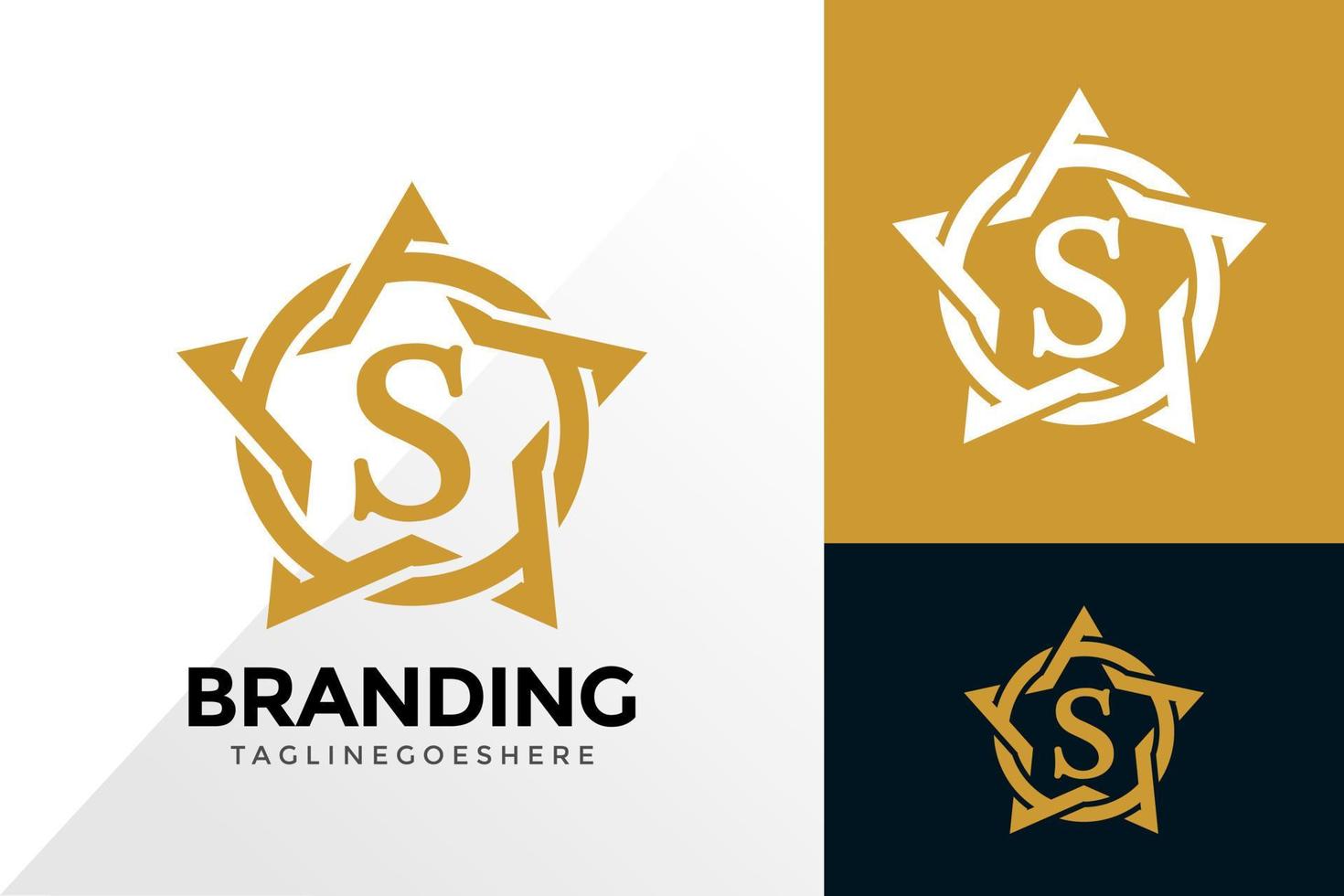 Diseño de logotipo estrella letra s, diseños de logotipos de identidad de marca plantilla de ilustración vectorial vector