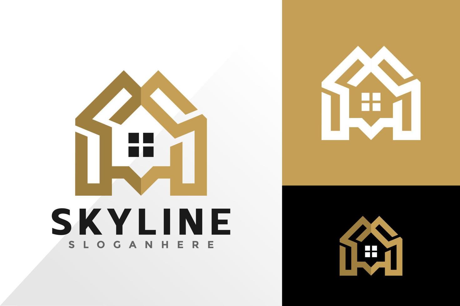 Gold City Building with Initial Letter S logo vector design. Abstract emblem, designs concept, logos, logotype element for template