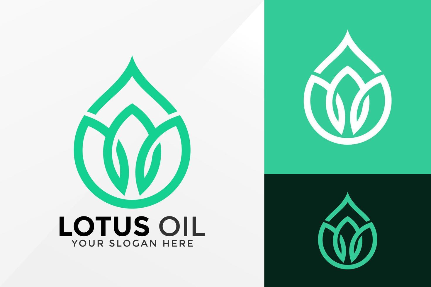 diseño de logotipo de aceite de gota de loto, vector de logotipos de identidad de marca, logotipo moderno, plantilla de ilustración de vector de diseños de logotipo