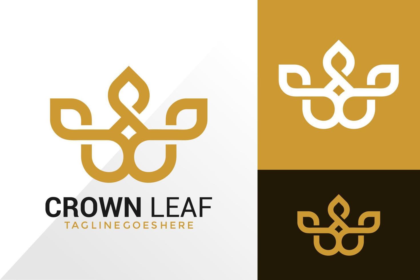 Crown and Leaf Logo Design, Creative Logos Designs Concept for Template vector