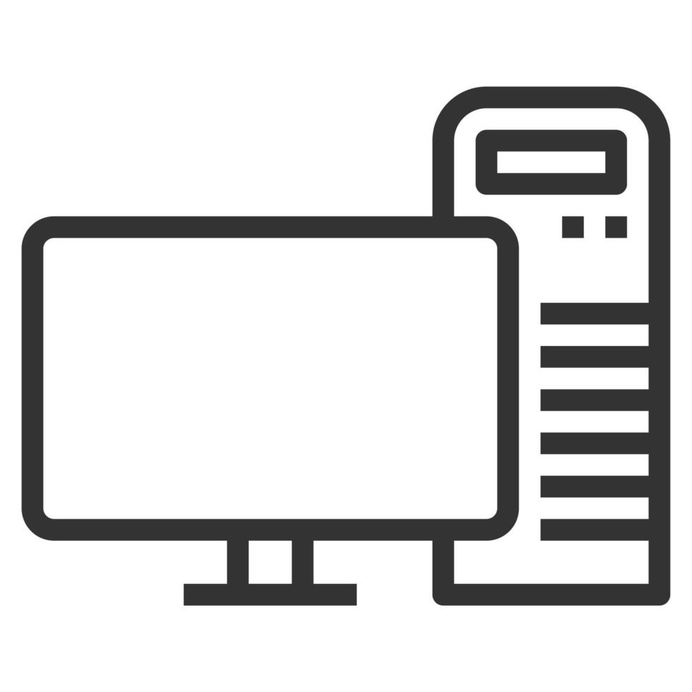 vector de icono de línea de escritorio de computadora.