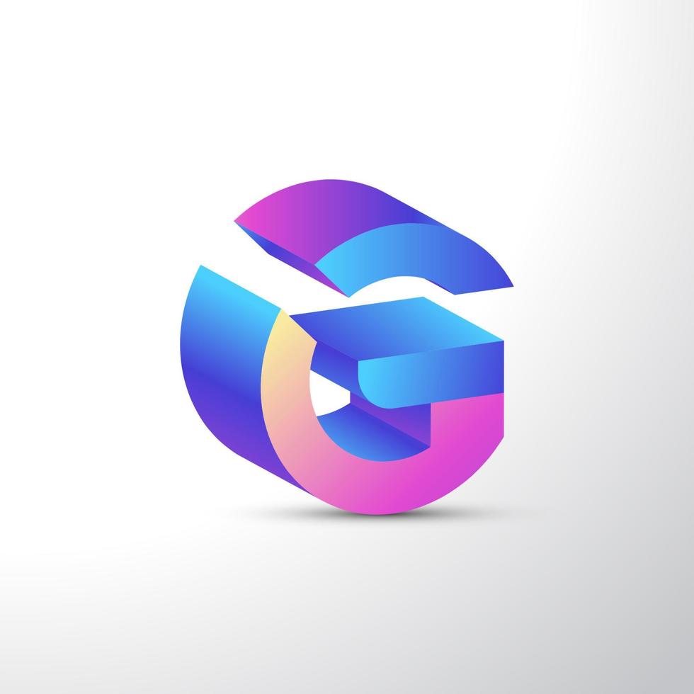 Diseño de logotipo 3d letra g moderno y colorido. logotipo o icono de g dinámico y vibrante vector