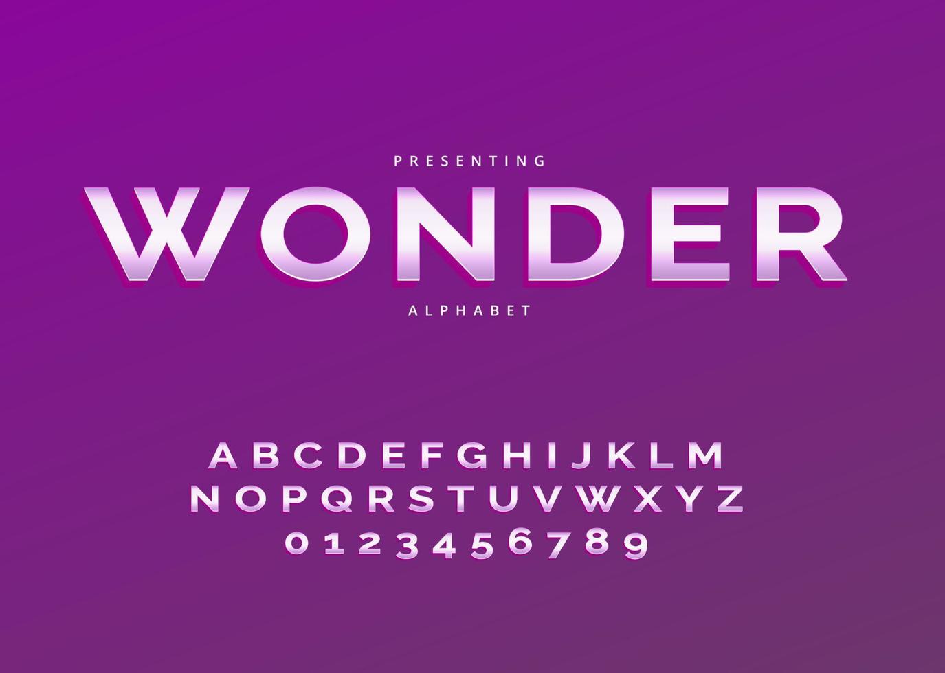 Modern sans serif custom style font, metallic alphabet letter and number vector