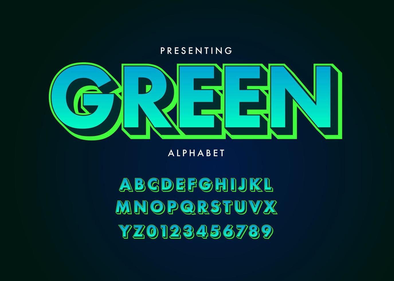 Modern Bold Font Effect With Green color and 3d effect vector