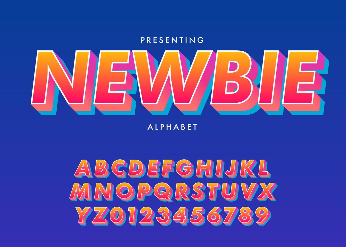 Strong bold modern style text effect. Set of alphabet and number vector