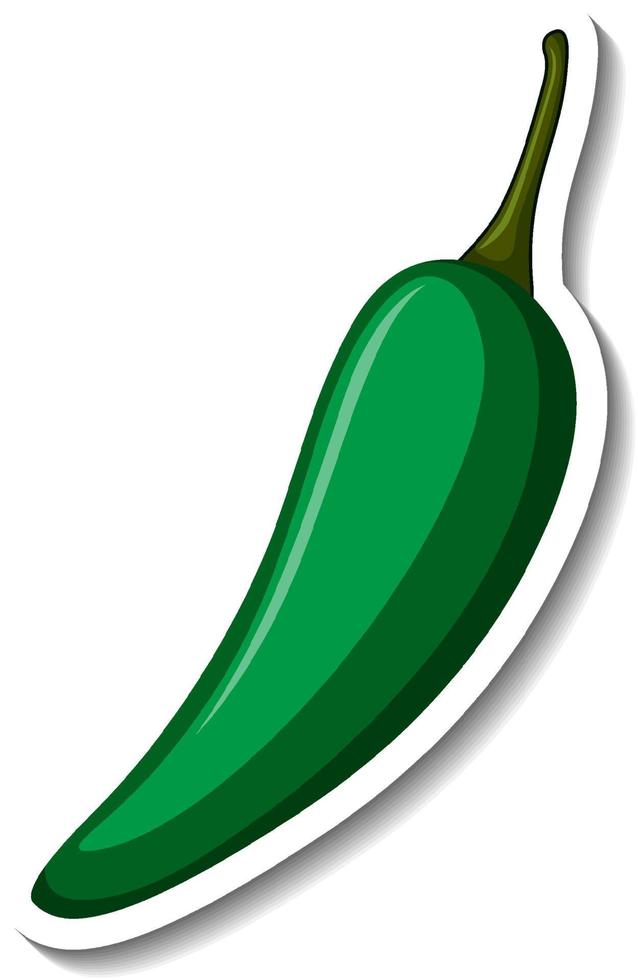 Green chilli cartoon sticker vector