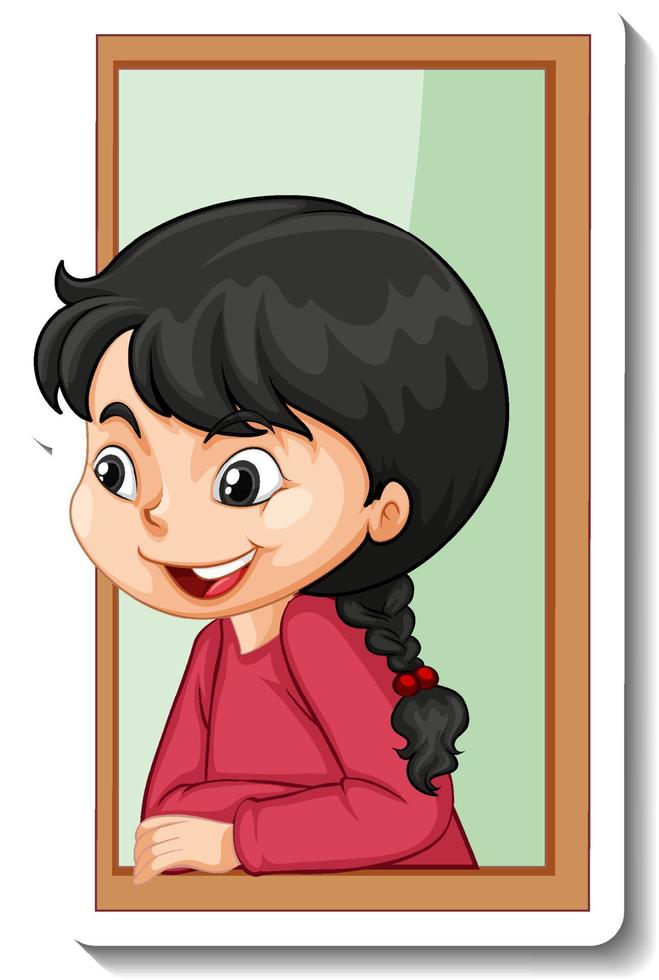 A girl looking out window cartoon character vector