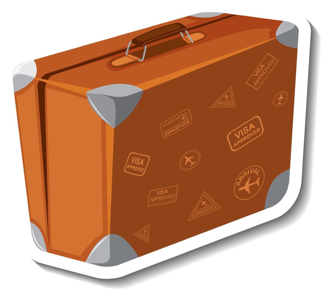 Leather suitcase cartoon sticker vector