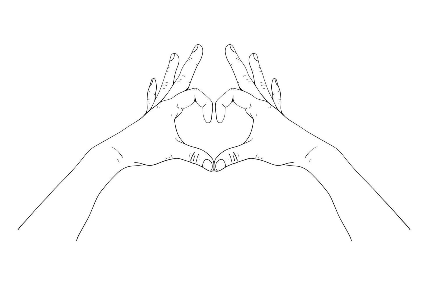 A sketch of the hands shows a heart-shaped gesture vector