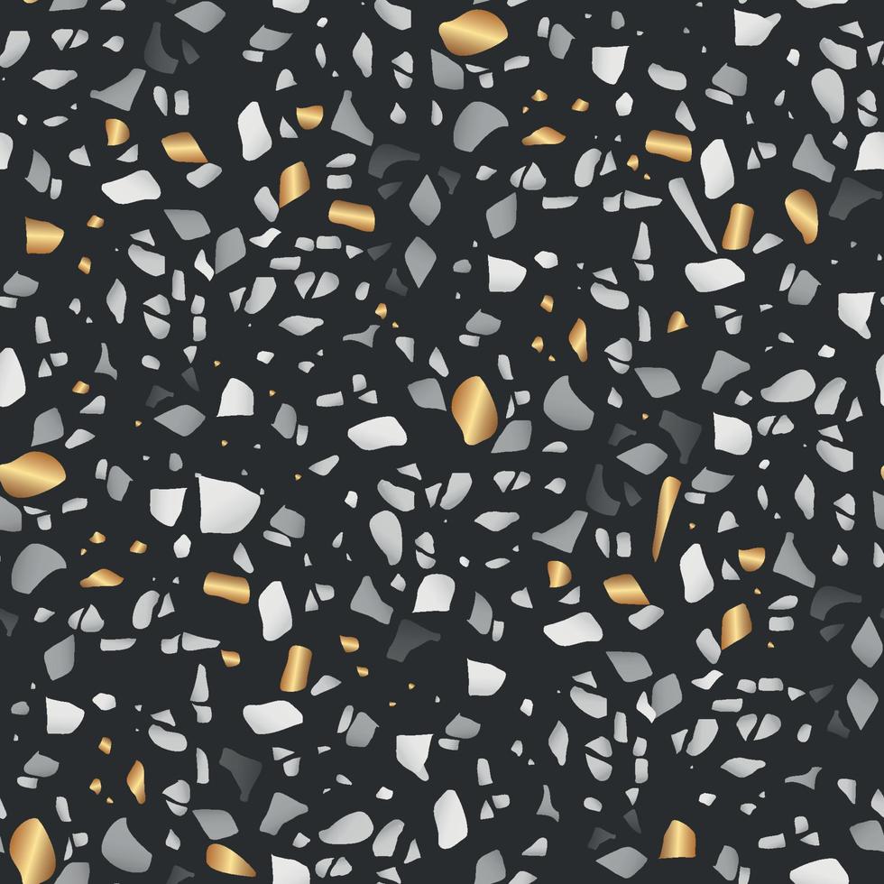 Terrazzo golden seamless pattern vector