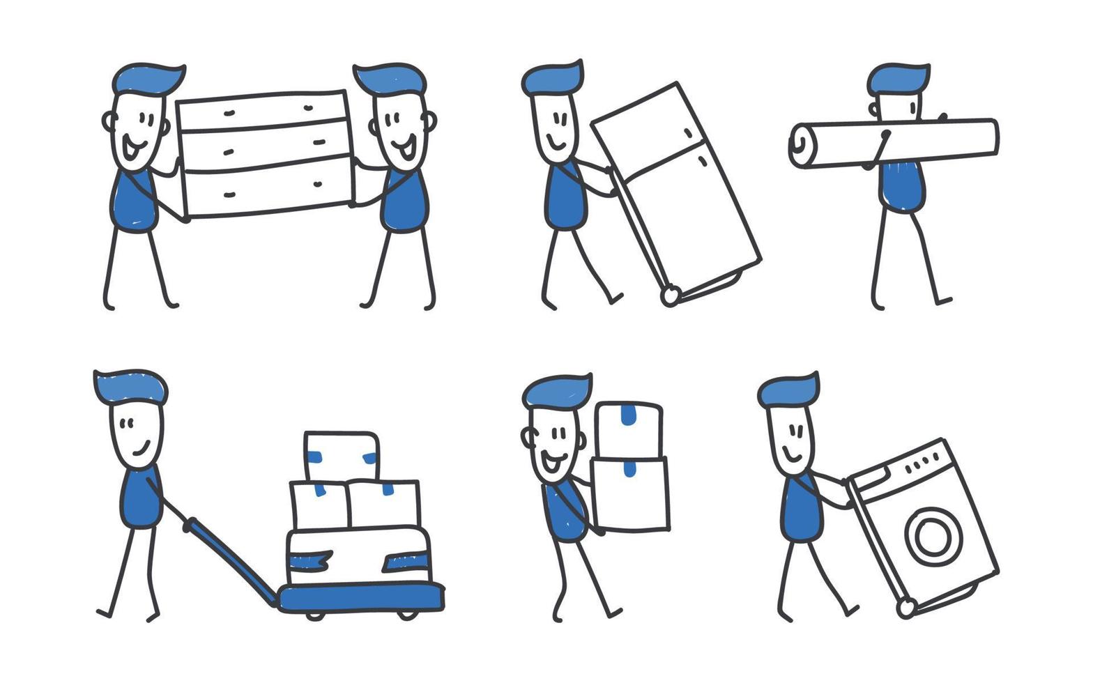 Services movers man in different poses vector