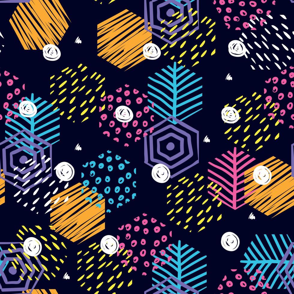 Abstract seamless pattern with hand drawing elements vector