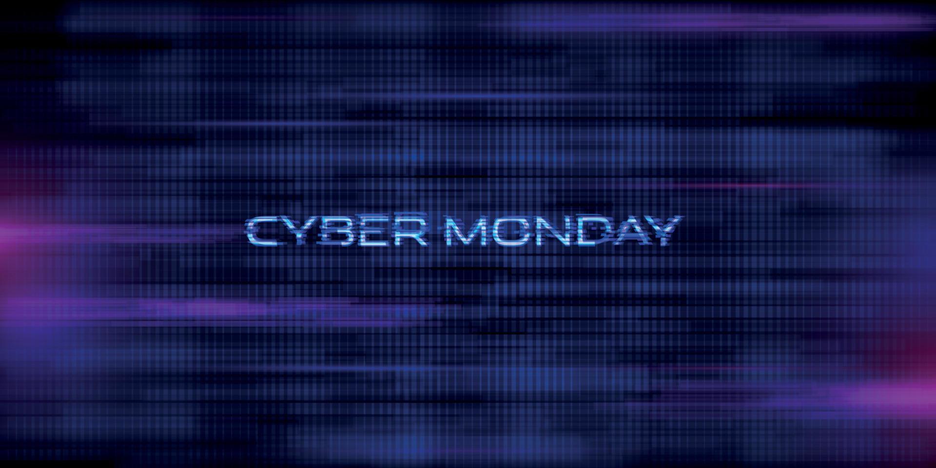 Cyber Monday display text with glitch effect vector