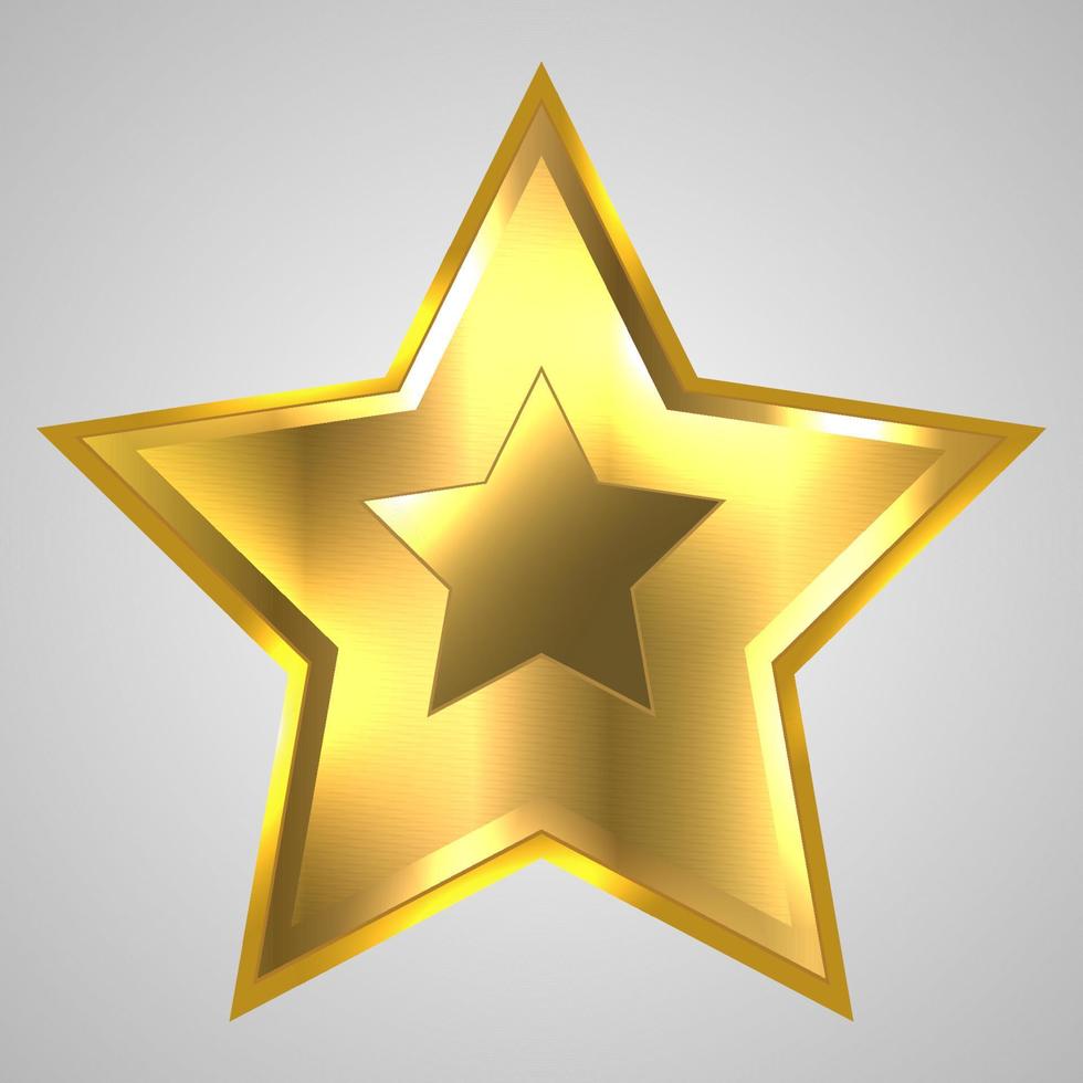 3D shiny golden star icon vector