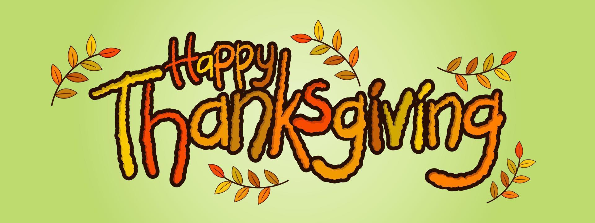 Happy Thanksgiving typography with gradient light green background, vector illustration