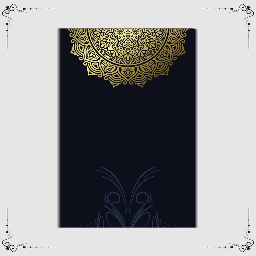 Fondo adornado de mandala de oro de lujo para invitación de boda, portada de libro vector