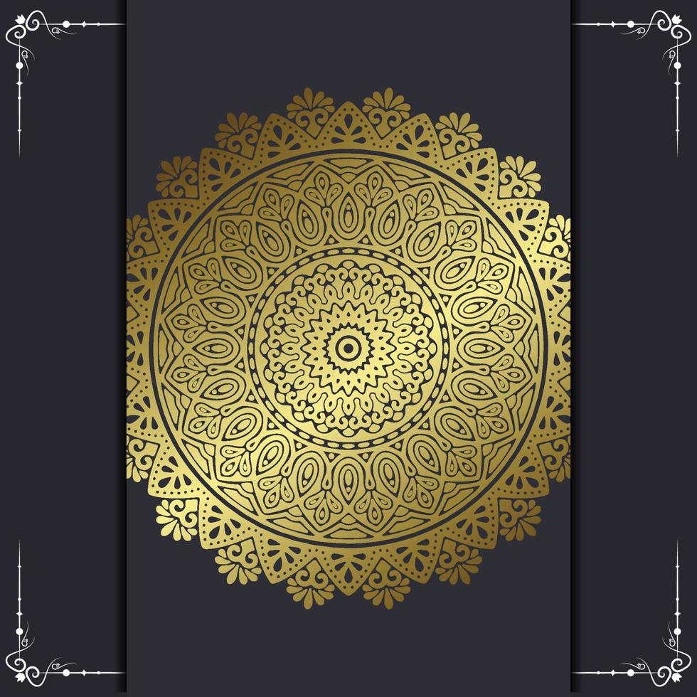 Luxury gold mandala ornate background for wedding invitation, book cover vector