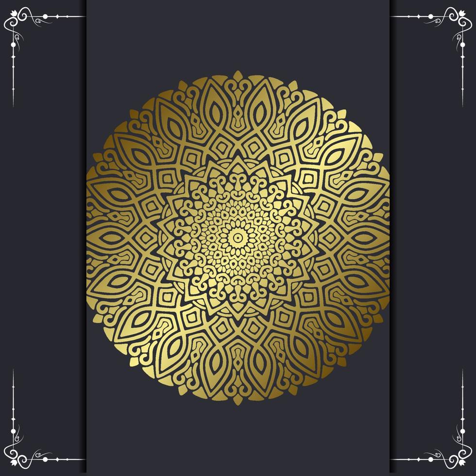 Fondo adornado de mandala de oro de lujo para invitación de boda, portada de libro vector