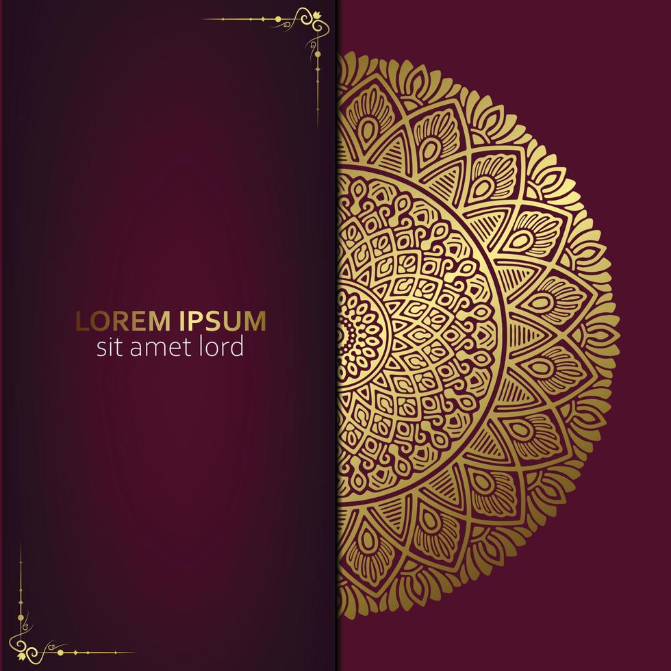 Luxury gold mandala ornate background for wedding invitation, book cover vector