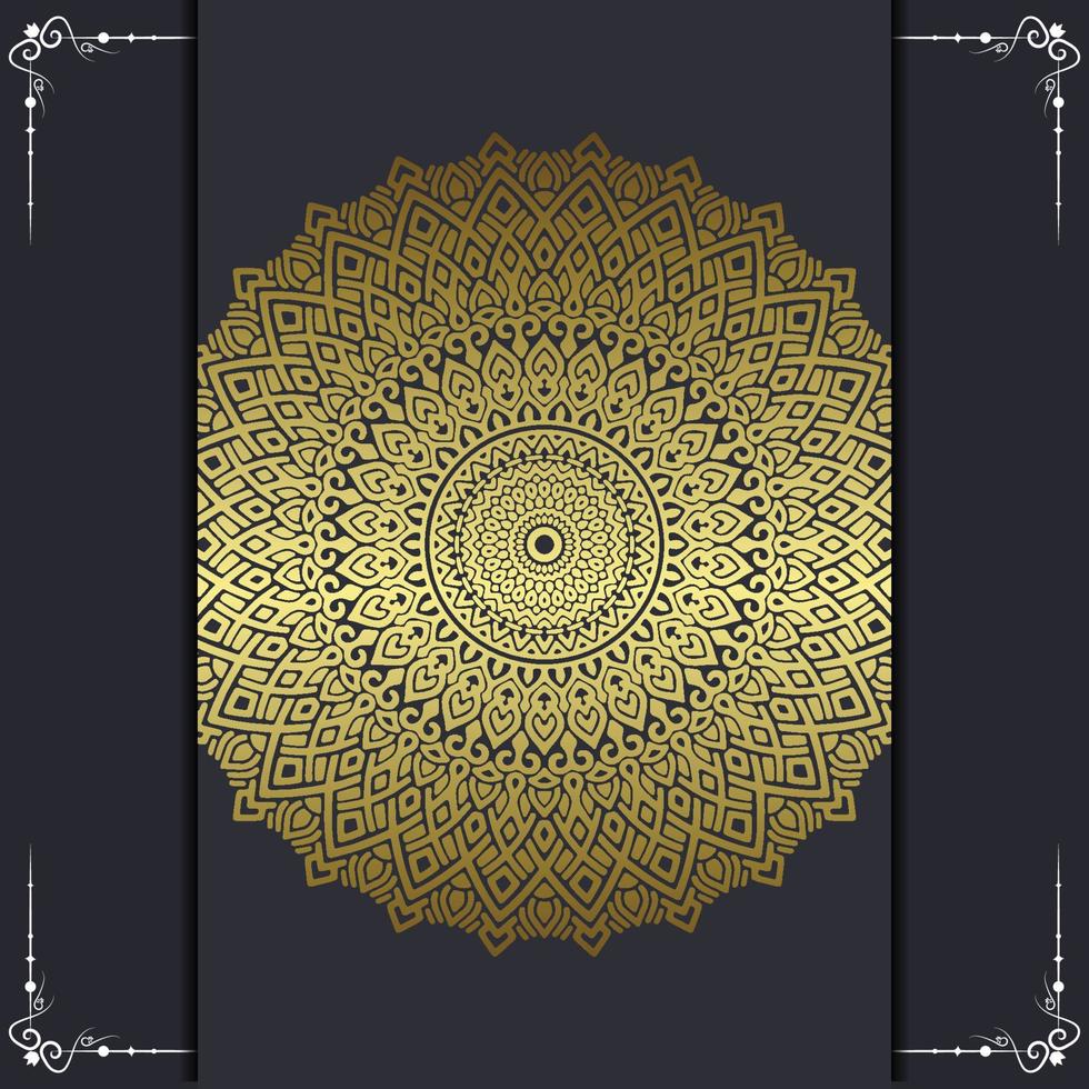 Fondo adornado de mandala de oro de lujo para invitación de boda, portada de libro vector