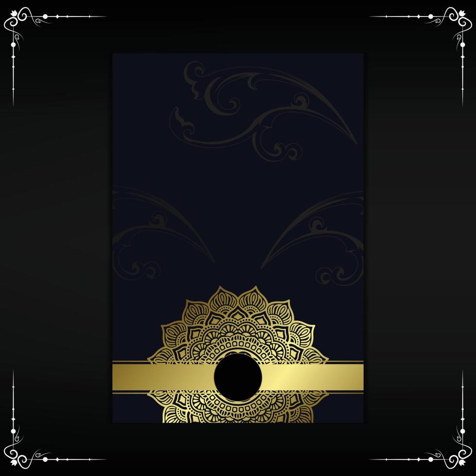 Fondo adornado de mandala de oro de lujo para invitación de boda, portada de libro vector