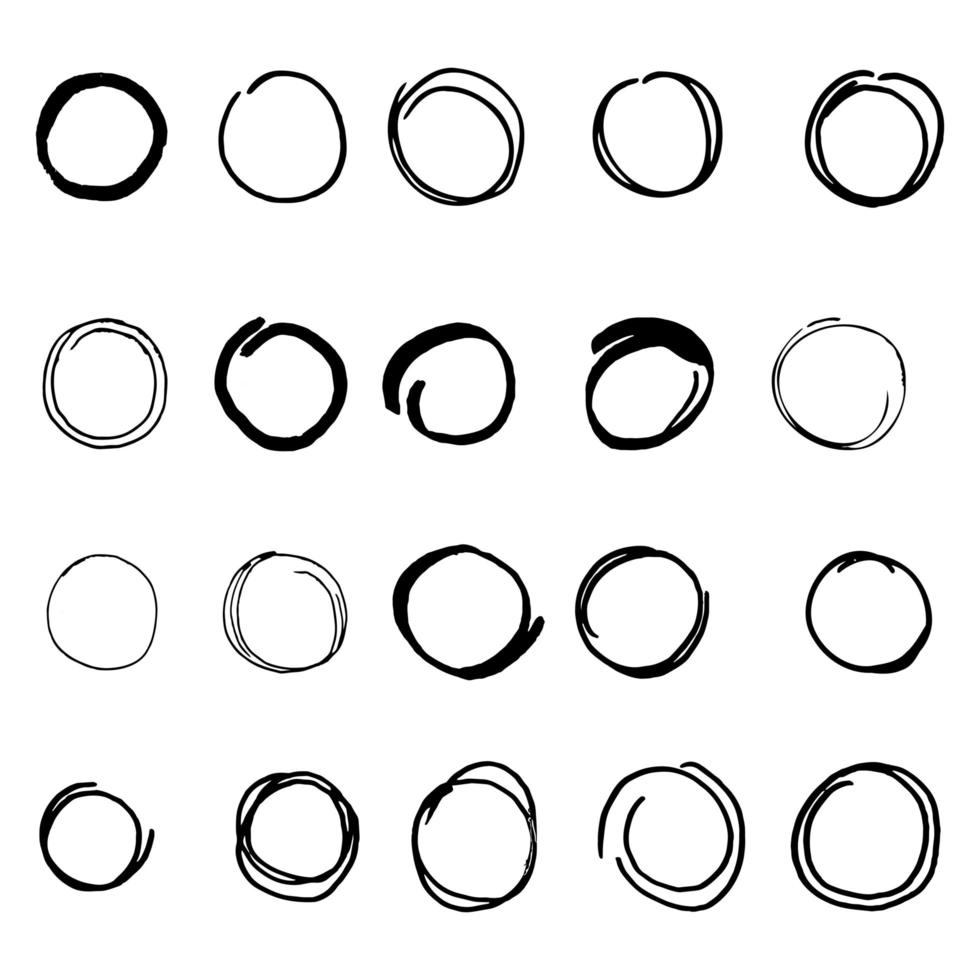 conjunto de 20 piezas de círculos diferentes - ilustración vectorial vector