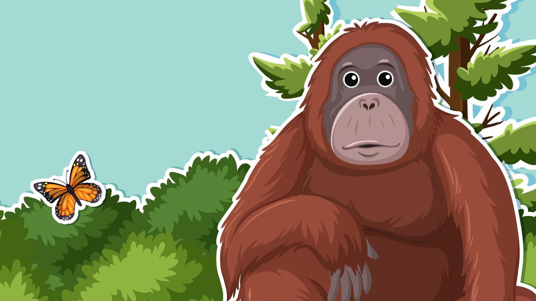 Thumbnail design with gorilla cartoon character vector