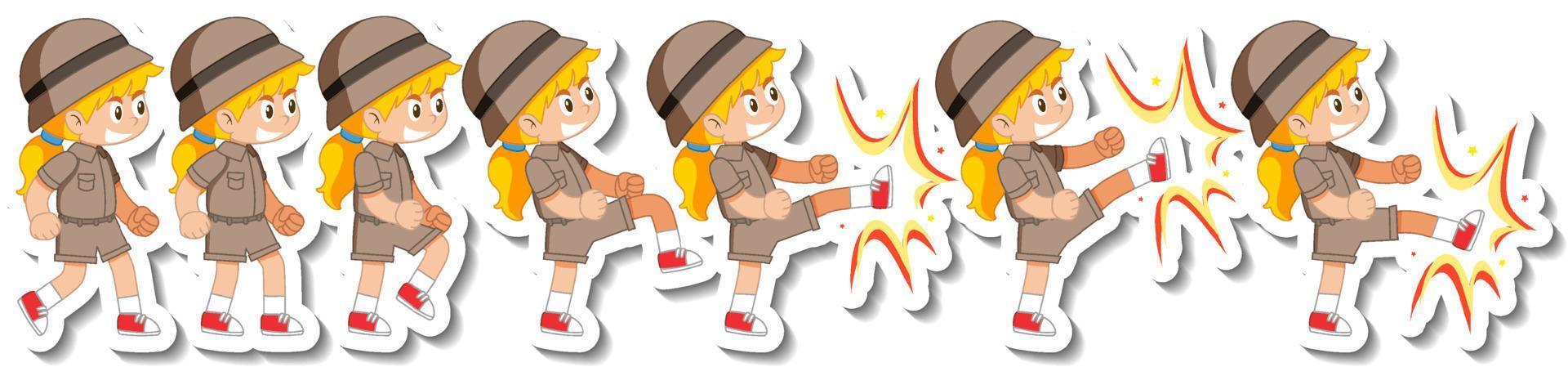 Set of girl scout in different action vector