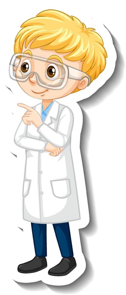 Scientist girl cartoon character sticker vector