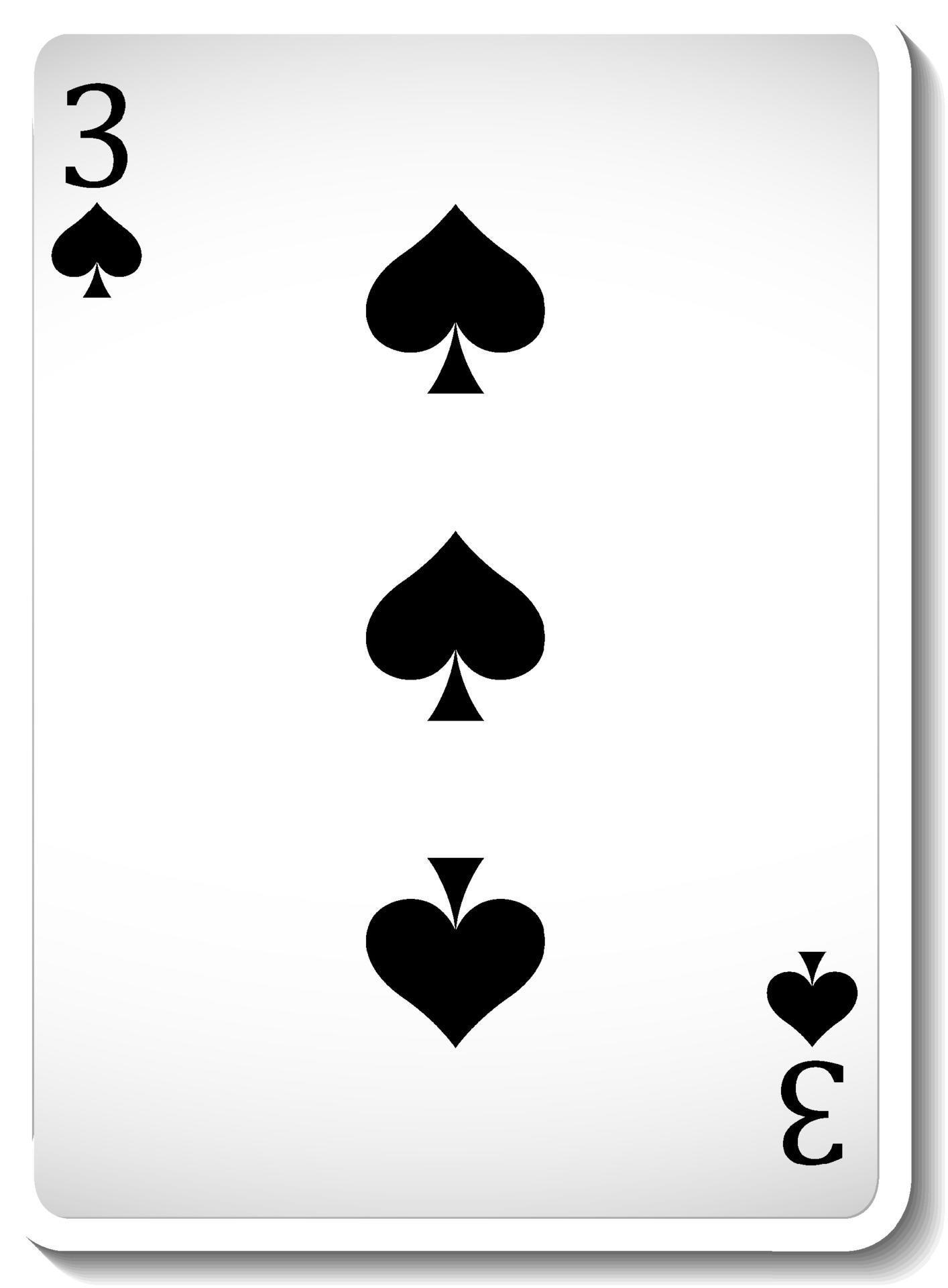 Three of Spades Playing Card Isolated 4496560 Vector Art at Vecteezy