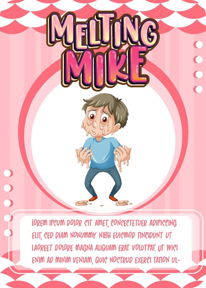 Character game card template with word Melting Mike vector