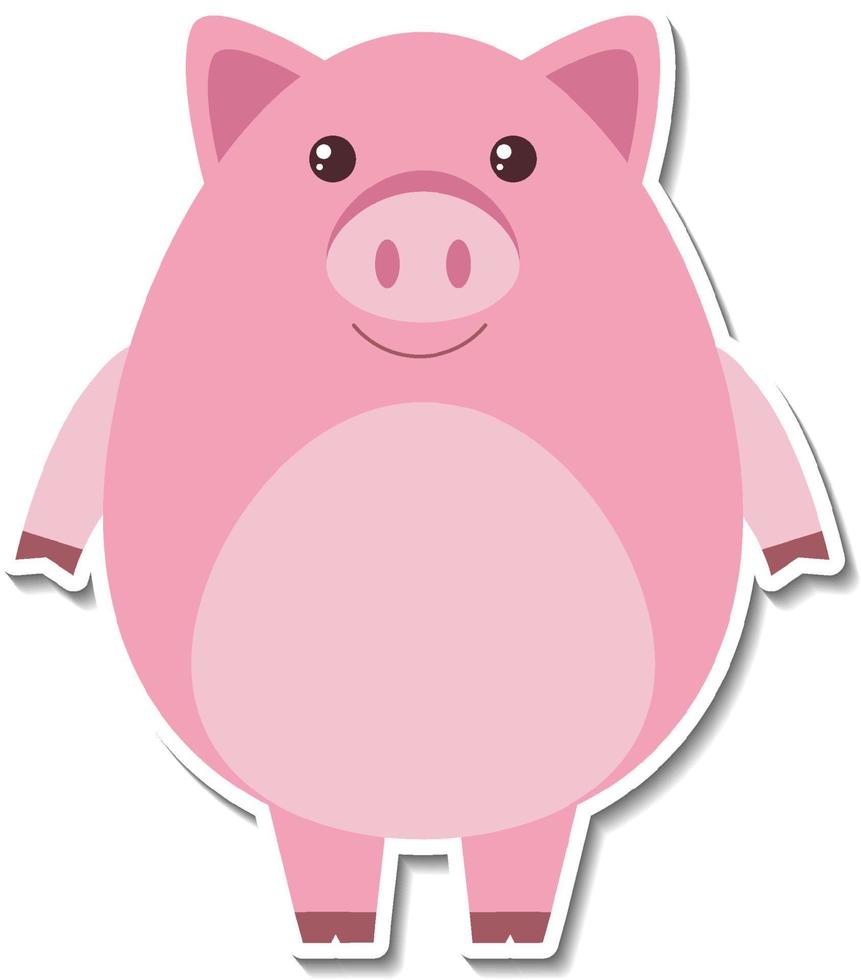 Chubby pig farm animal cartoon sticker vector