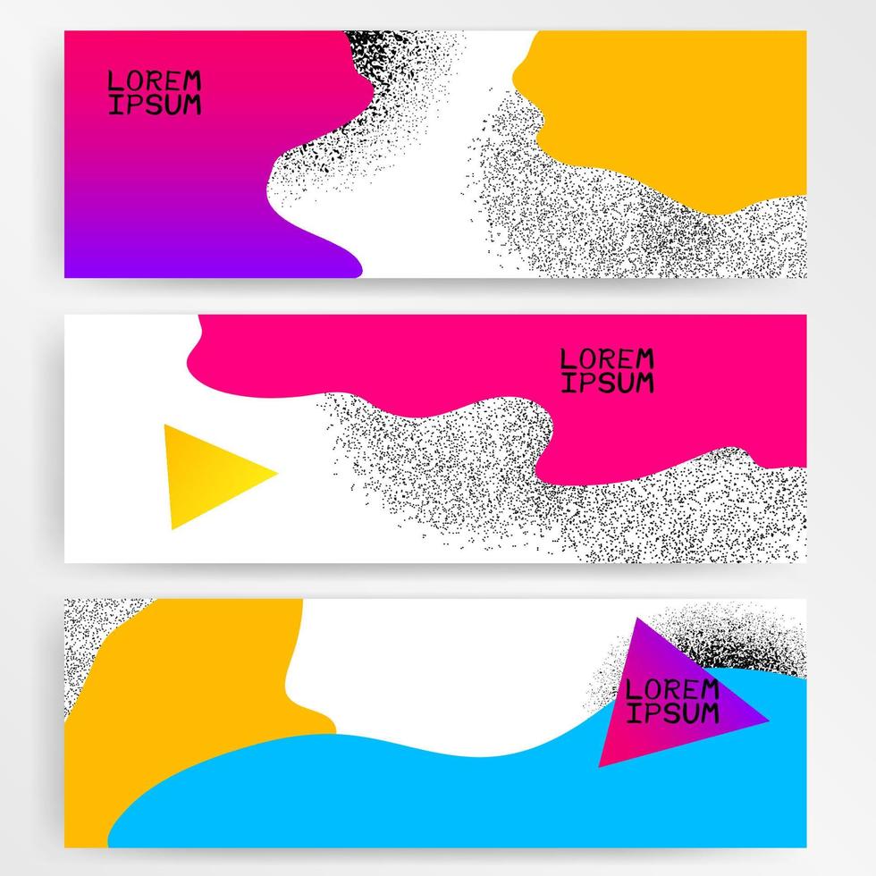 Colorful modern abstract posters, card with gradients, textures, color liquid, geometrical shape on white background. Covers, templates. vector