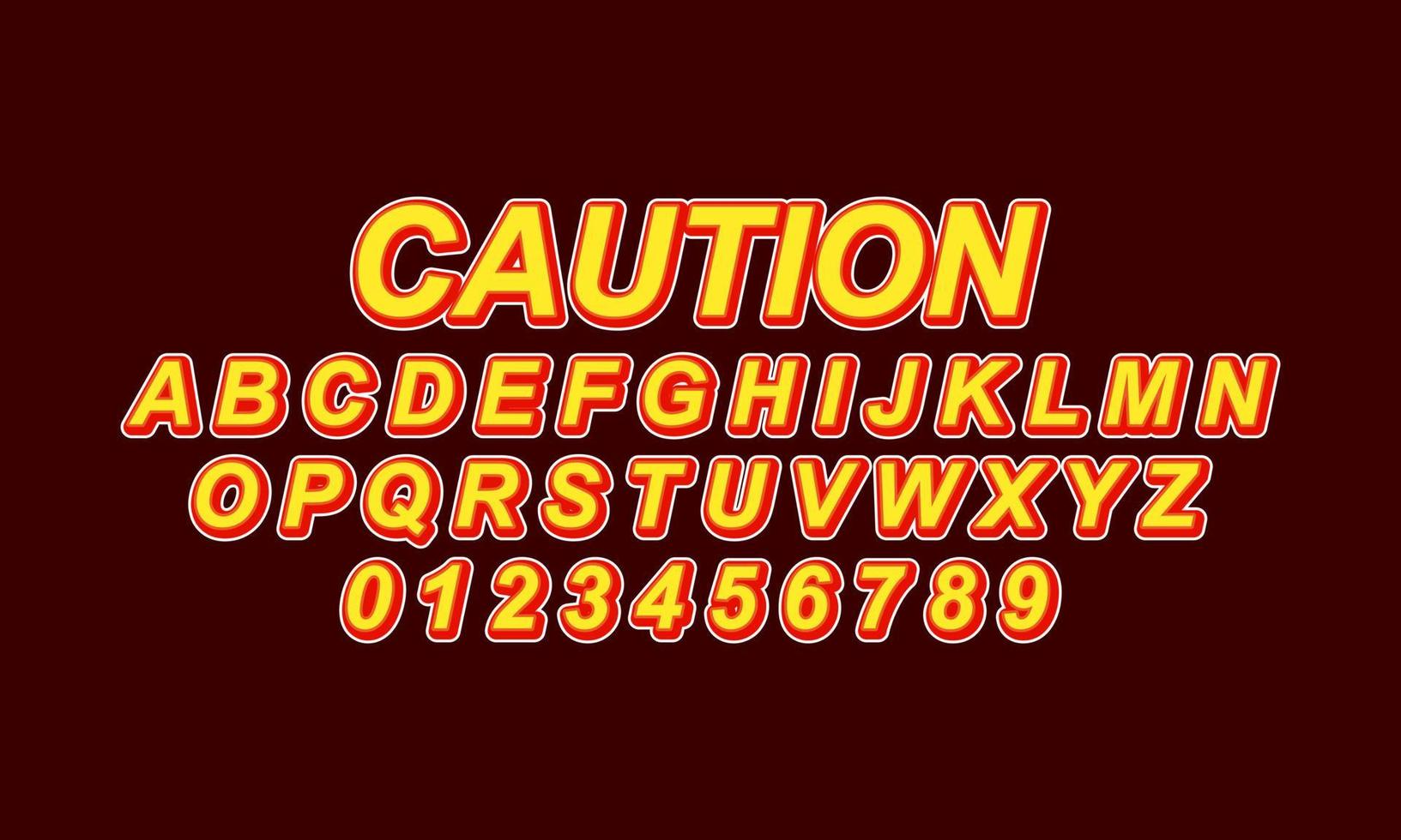 caution font alphabet vector