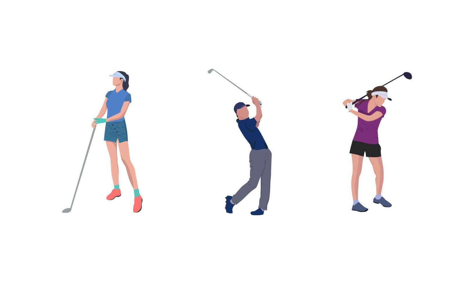 ilustración de un grupo de personas jugando al golf vector