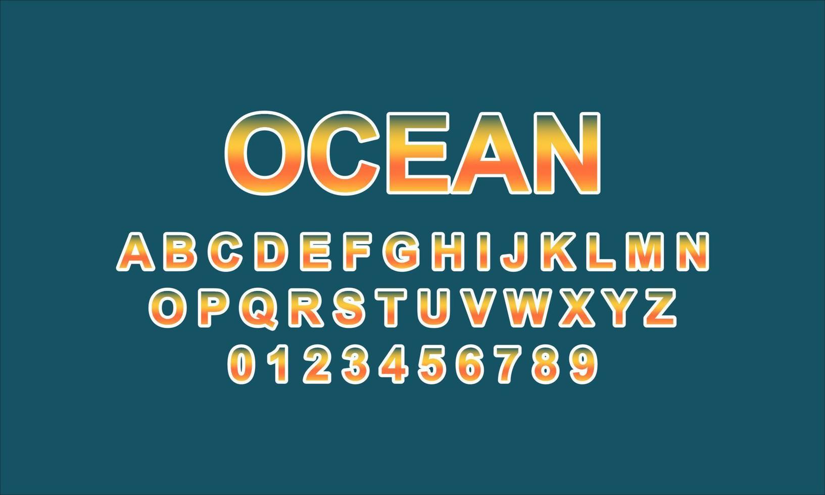 ocean font alphabet vector