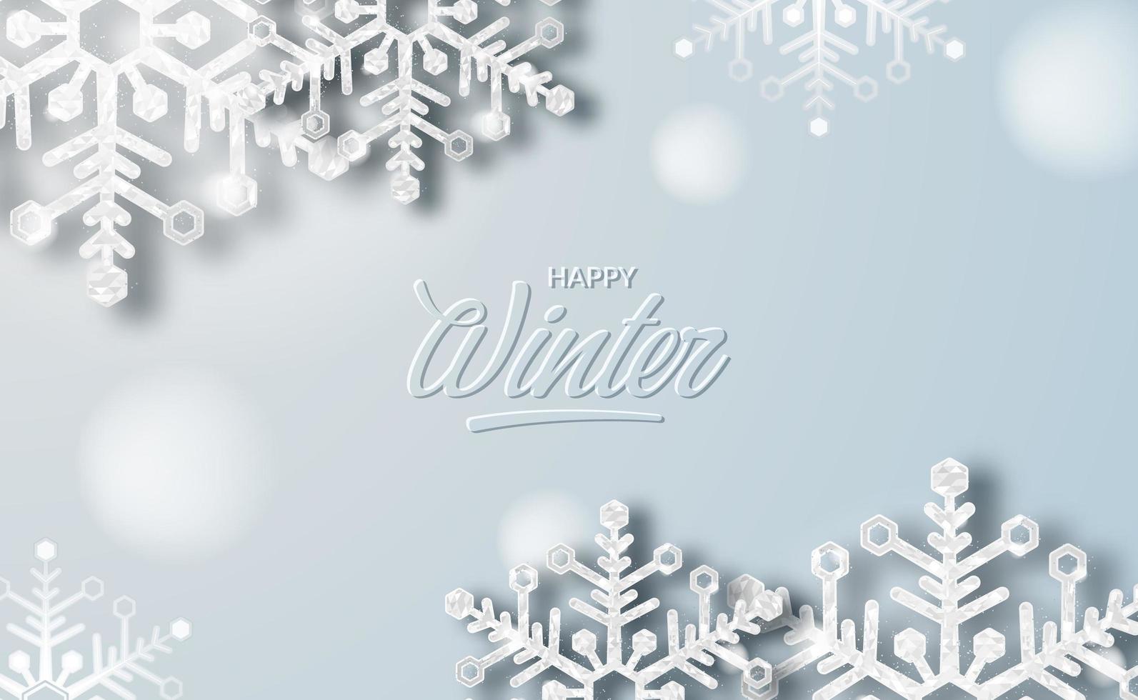 banner de cartel de invierno con plantilla de banner de cartel elegante de lujo de copo de nieve de cristal 3d vector