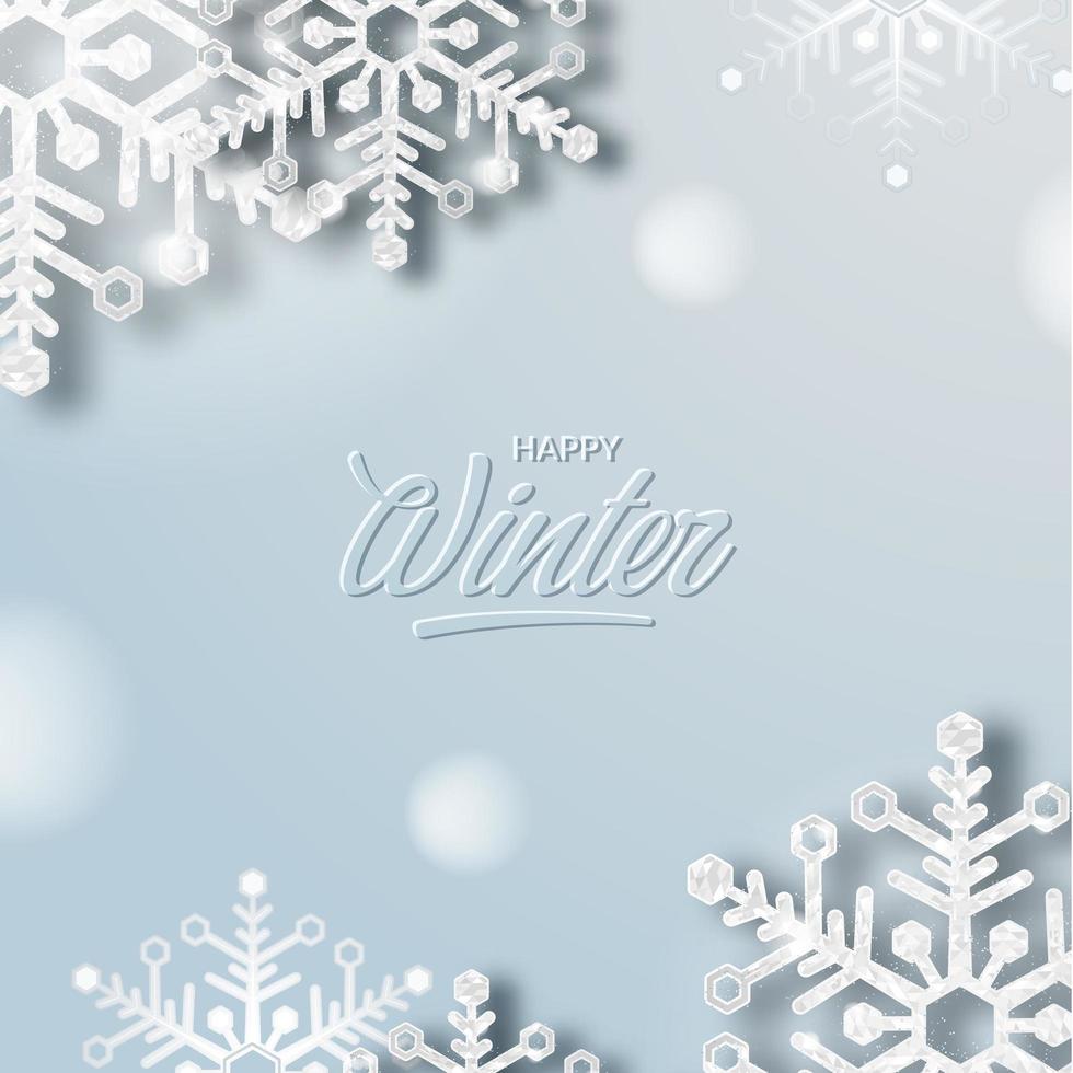 Winter poster banner with 3d crystal snowflake luxury elegant poster banner template vector
