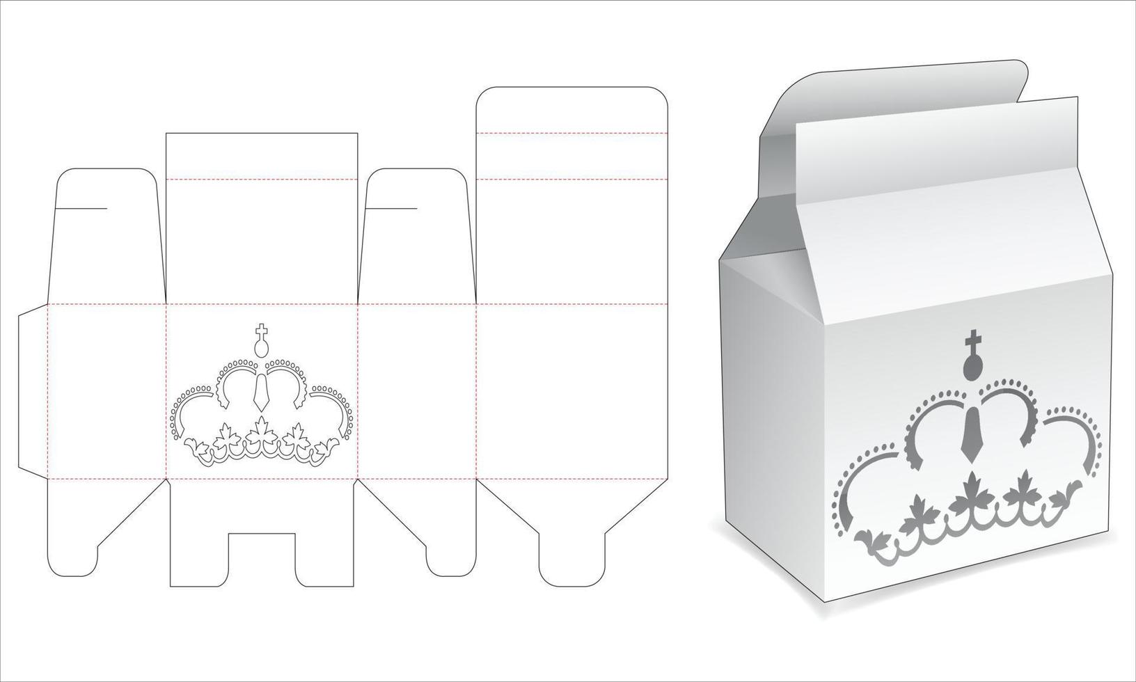 embalaje con plantilla troquelada corona estampada vector