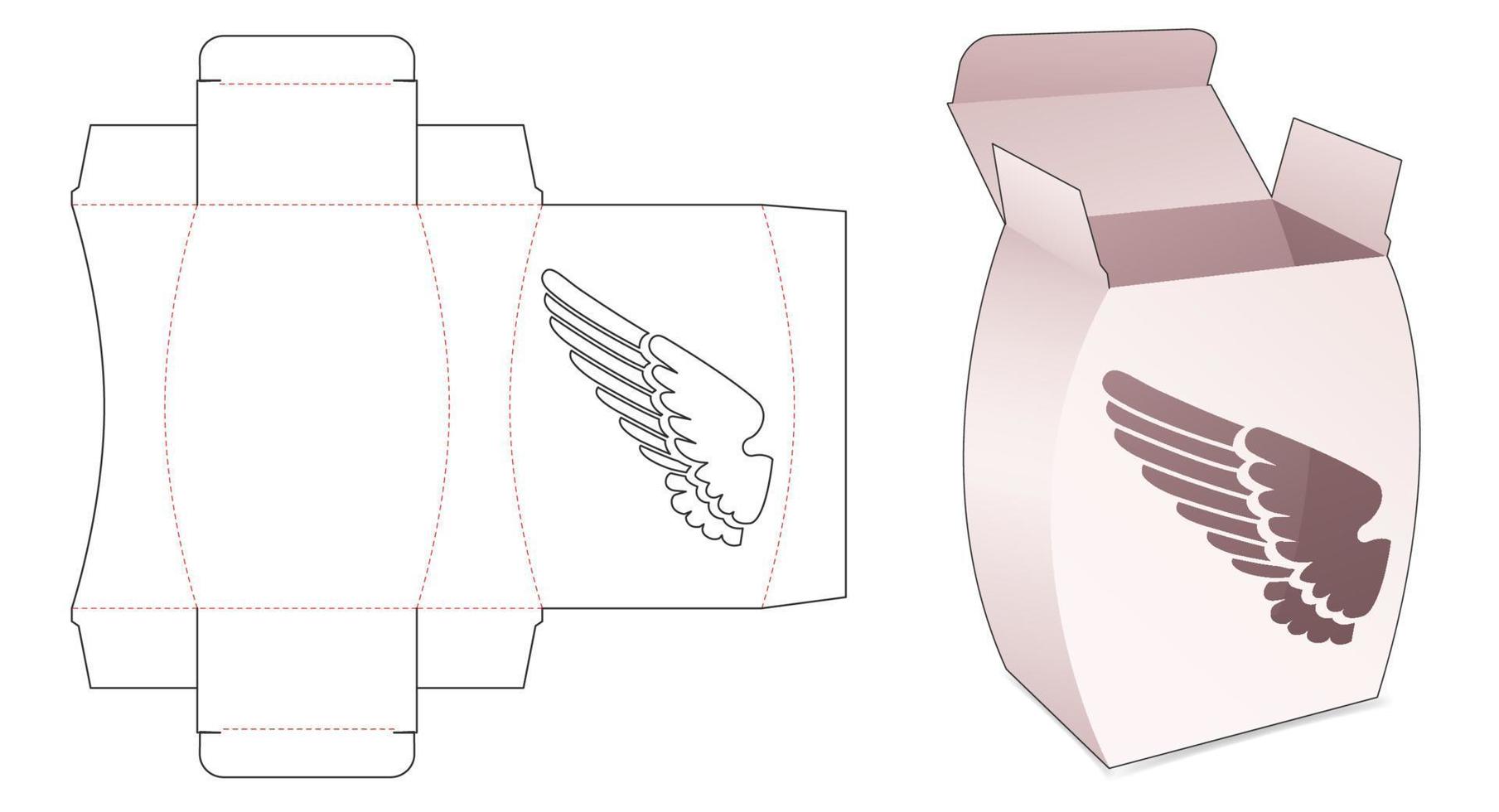caja curva con plantilla troquelada de ala estampada vector