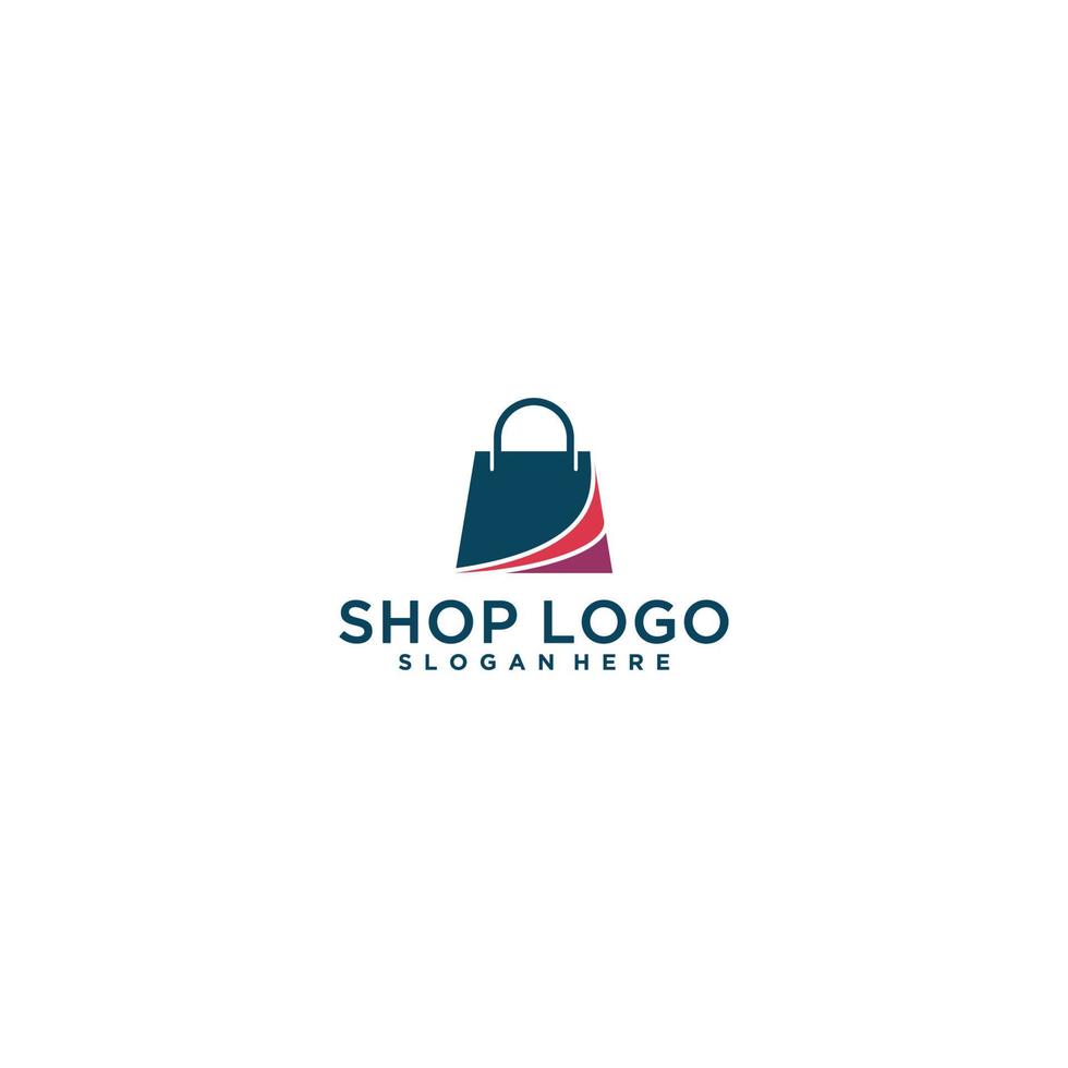 logotipo de compras con una ilustración de bolsa de compras fácilmente reconocible vector