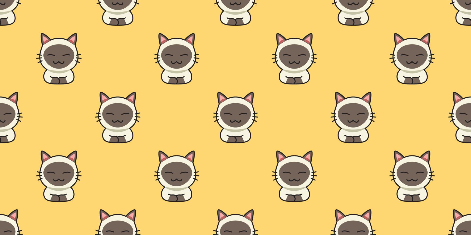 Cartoon siamese cat seamless pattern background vector