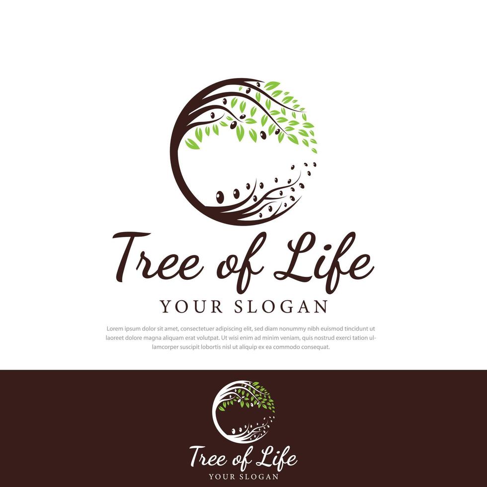 Circle Tree logo design symbol of life, beauty, growth, strength, health. Modern design nature tree vector illustration logo