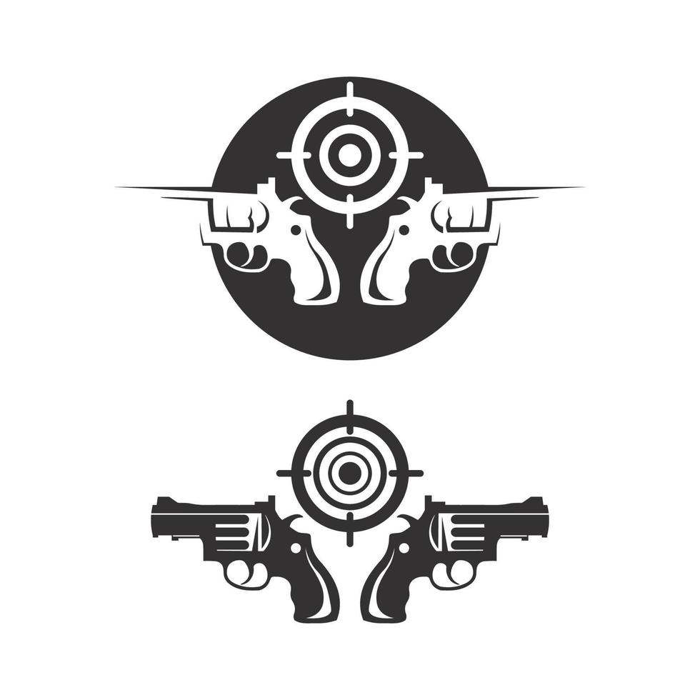 Gun logo and Army soldier sniper shot vector Design Illustration military shot revolver