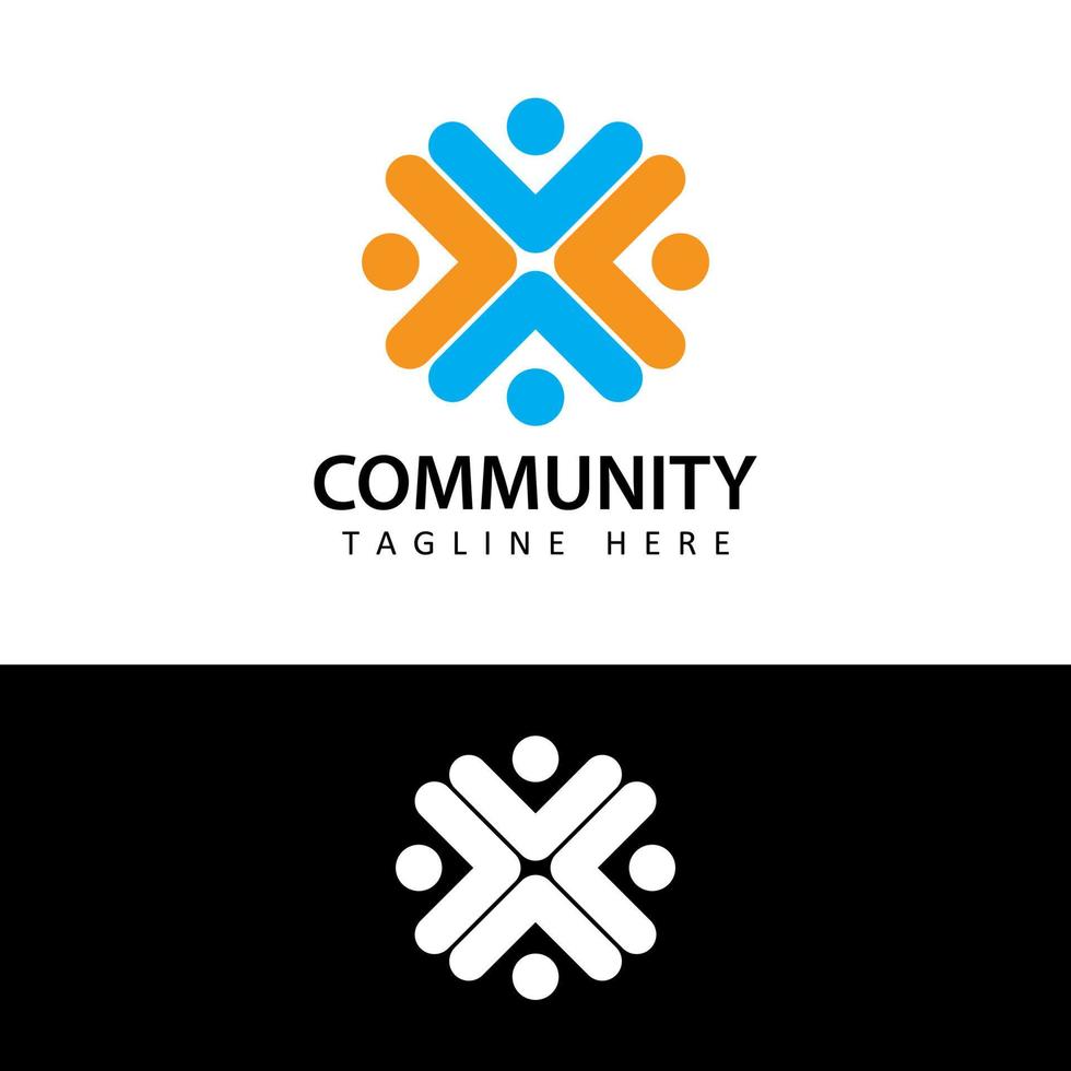 Human social, unity, together, connection, relation, community logo template design vector